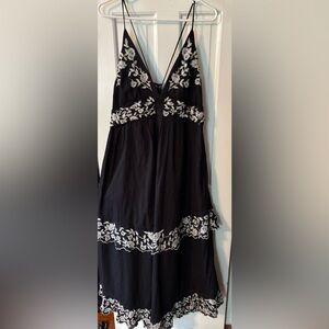 Elegant Black and White Floral Dress